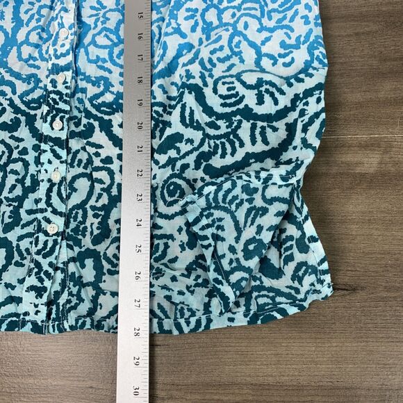 Just My Size Womens 1X Top Button Up 3/4 Sleeve VNeck Cotton Dip Dye Lightweight - Picture 4 of 9